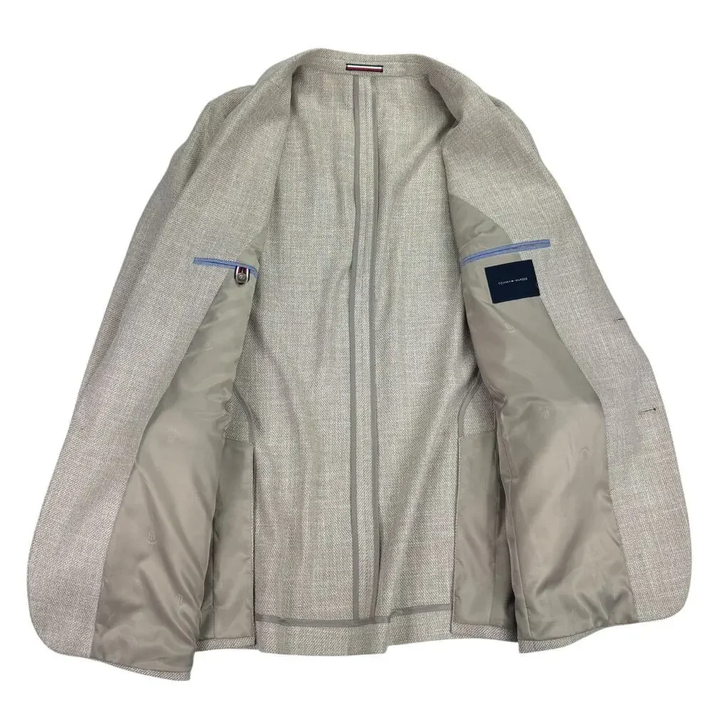 Tommy Hilfiger Mens TH Flex Gene Modern Fit Sport Coat Tan 42L